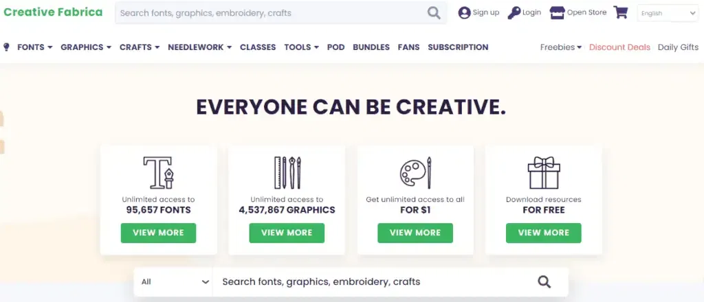 Creative Fabrica homepage