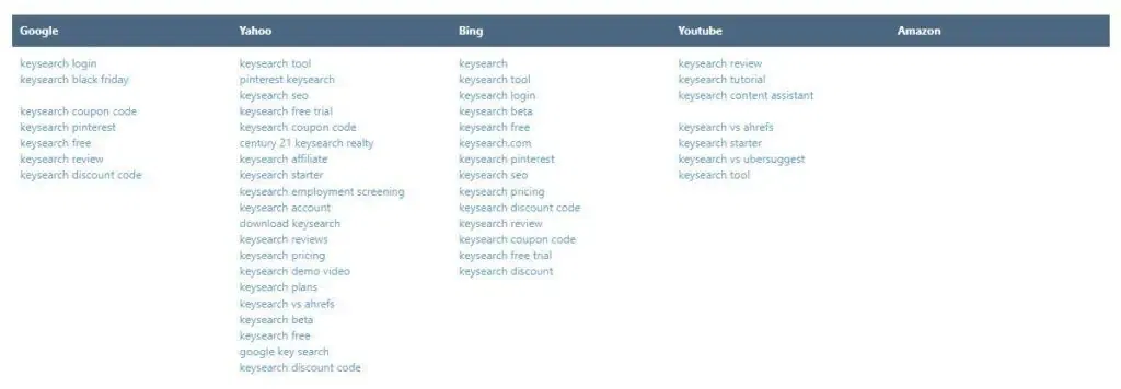 KeySearch Brainstore