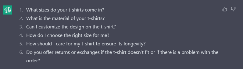 ChatGPT for Etsy - FAQ examples