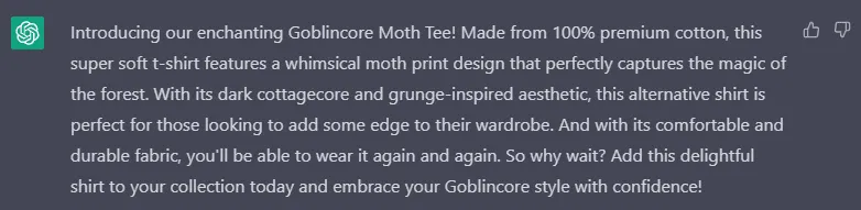 ChatGPT for Etsy - Product Description