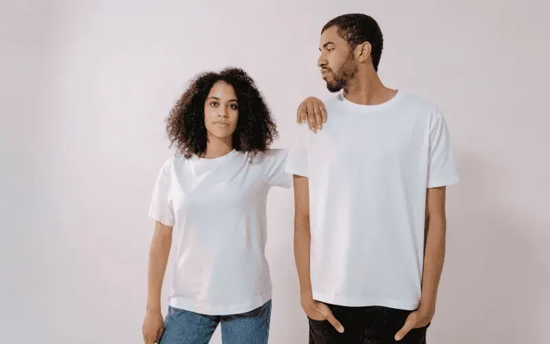 Bella Canvas Vs Gildan - Man and Woman in plain white shirts