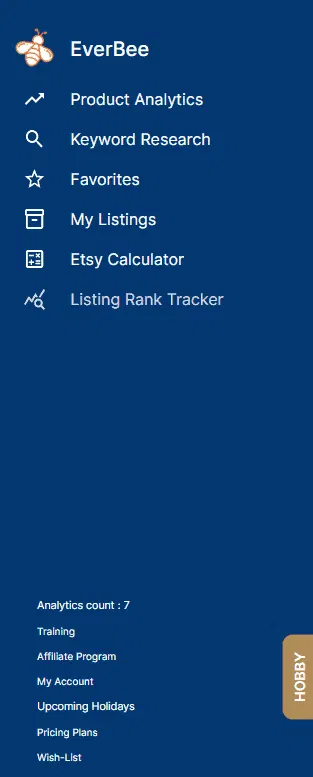 Everbee Homepage Everbee sidebar