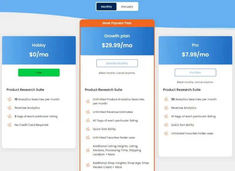 Everbee Homepage EverBee Pricing