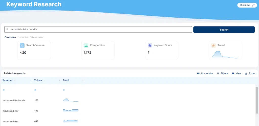 Everbee Homepage Everbee Keyword Data