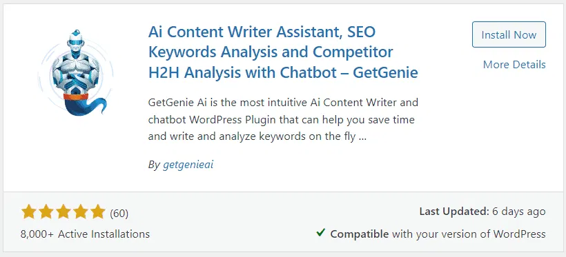 Surfer SEO Alternatives - GetGenie Plugin