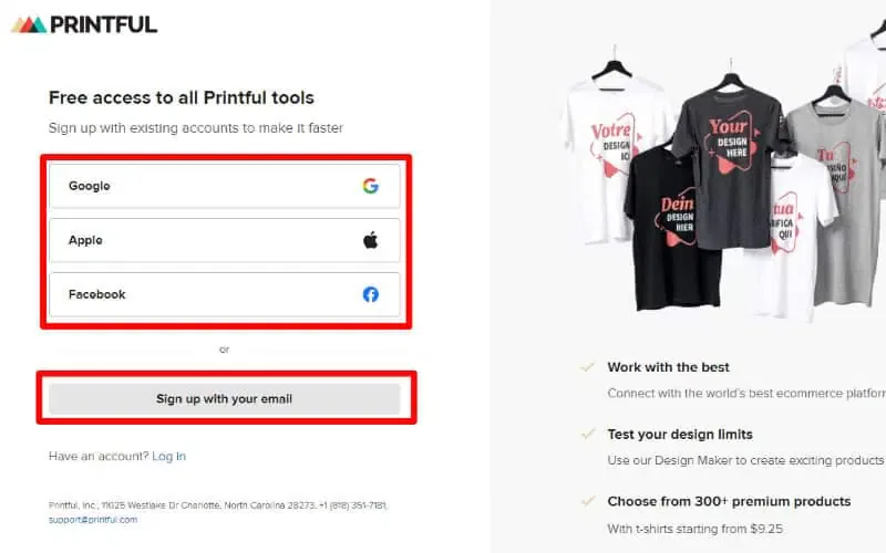 Printful Account Creation