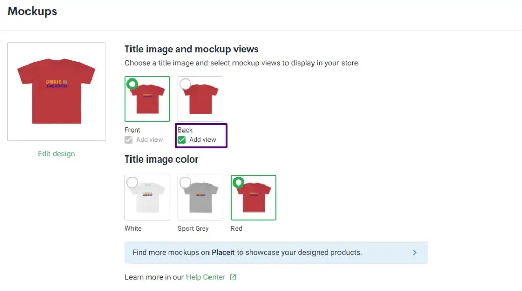 Printify product details screen