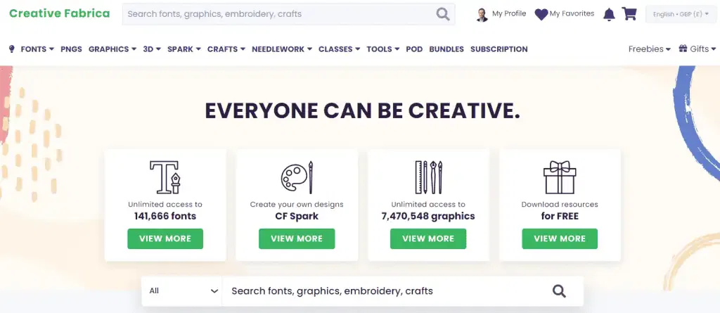 Creative Fabrica Homepage