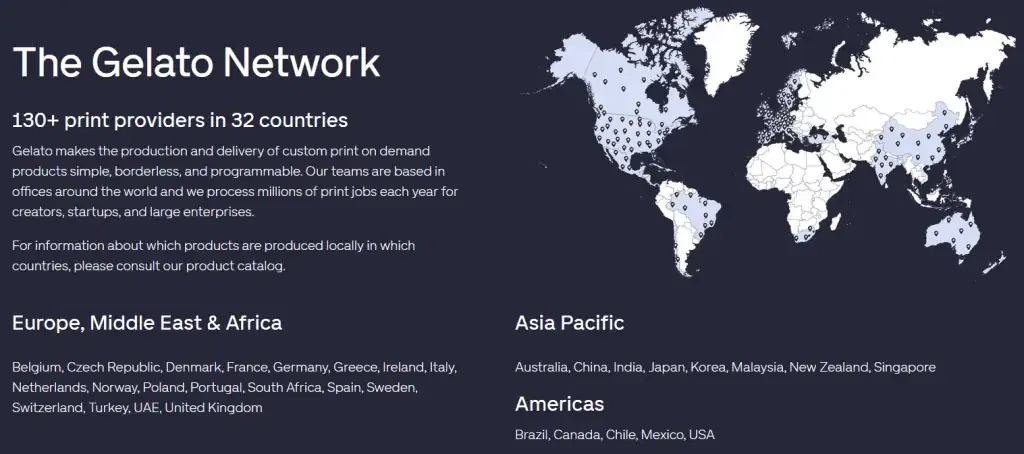 Gelato Fulfillment Locations