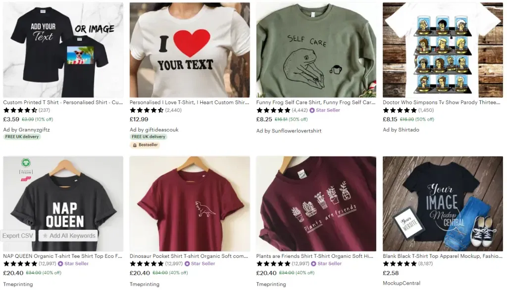 Etsy Search Results - Print On Demand Niche