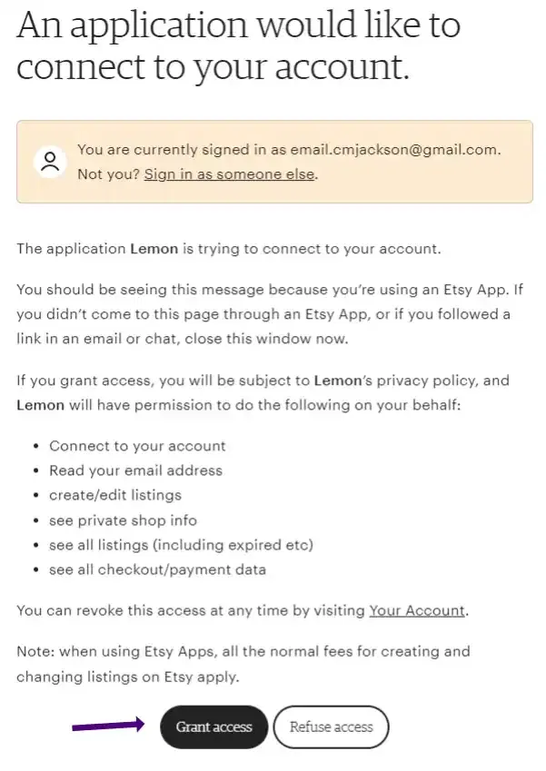 Evlista grant access