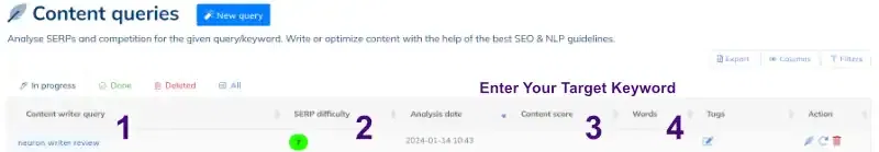 New Content Analysis Table