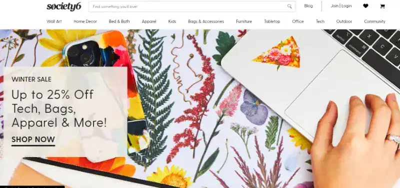 Society6 Homepage