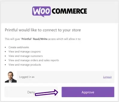 Approve Printful to WooCommerce Conenction