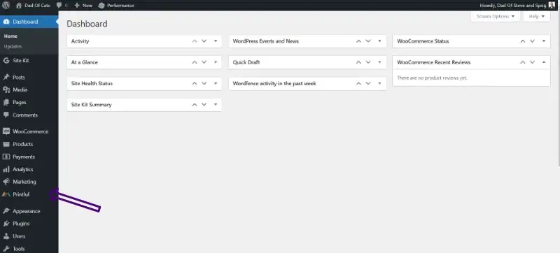 Printful WooCommerce Menu