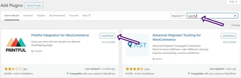 Printful WooCommerce Plugin Installation screen