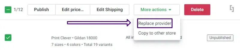 Printify Choice replace provider