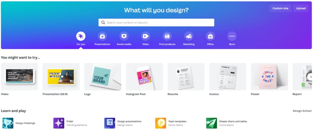 Canva Homepage