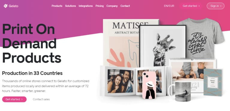 Gelato Print On Demand home page