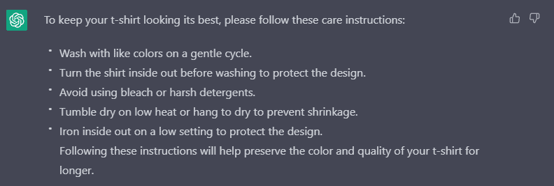 Etsy ChatGPT Care Instructions