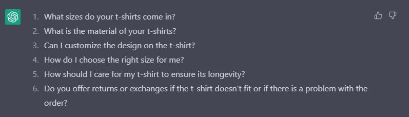 ChatGPT for Etsy - FAQ examples