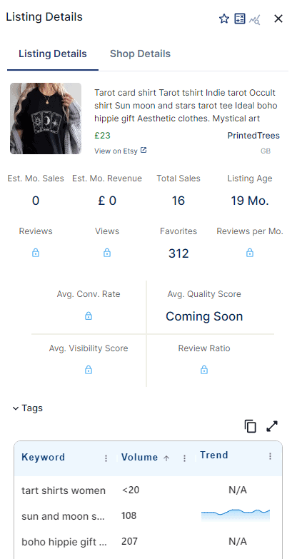 EverBee Listing Stats