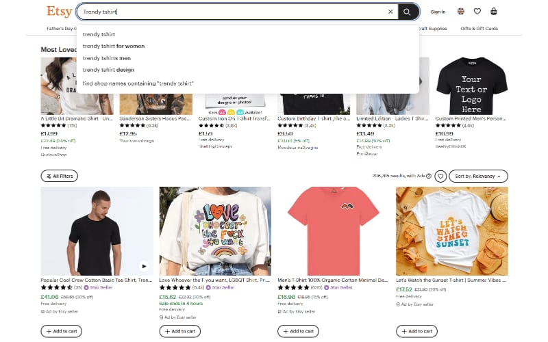 Etsy Search Bar