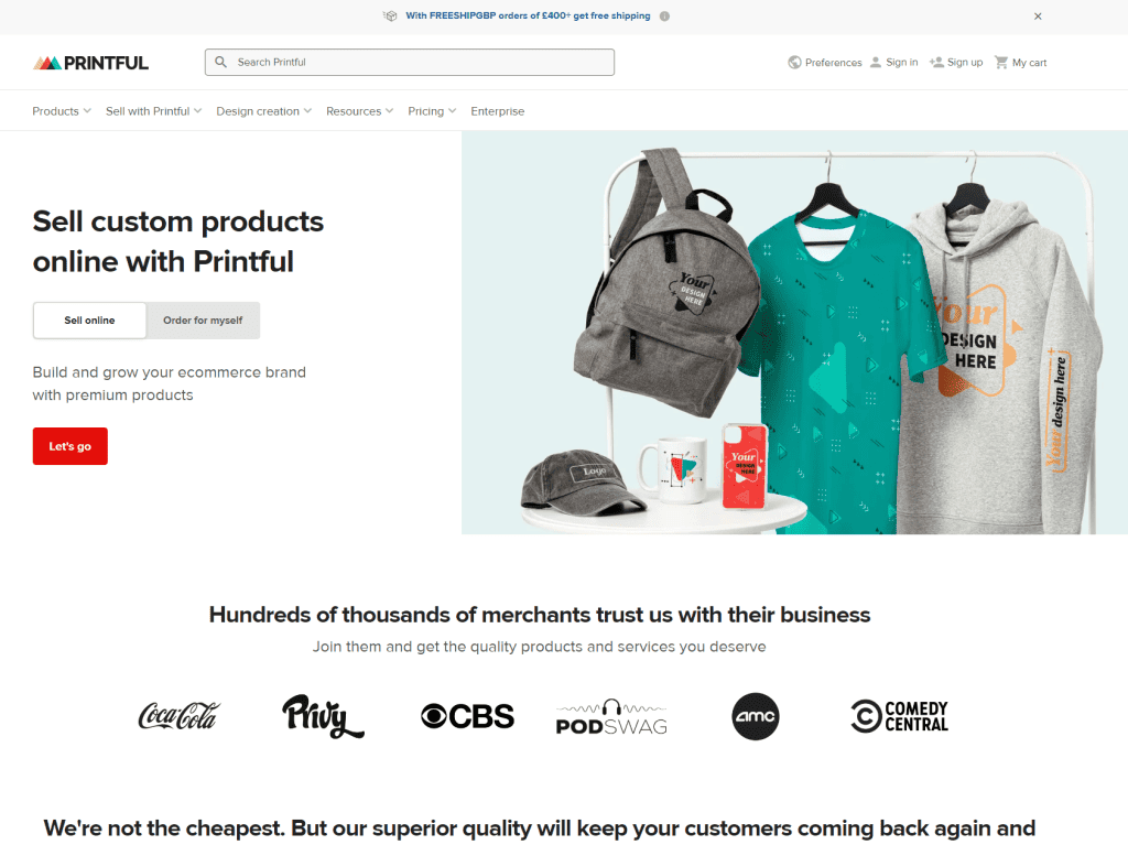 Printful Homepage
