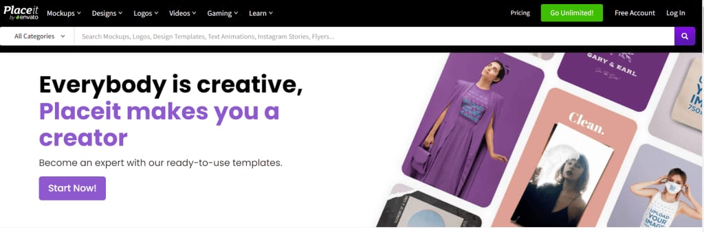 PlaceIt Mockups Homepage