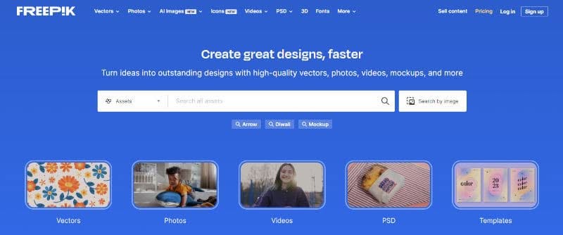 Freepik home page
