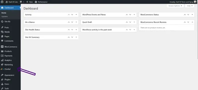 Printful WooCommerce Menu