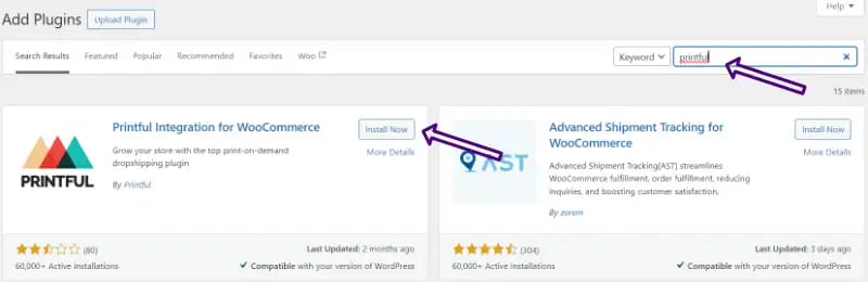Printful WooCommerce Plugin Installation screen
